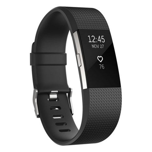 For Fitbit Charge 2 Band Wristband with Metal Buckle Clasp, Black by Zodaca
