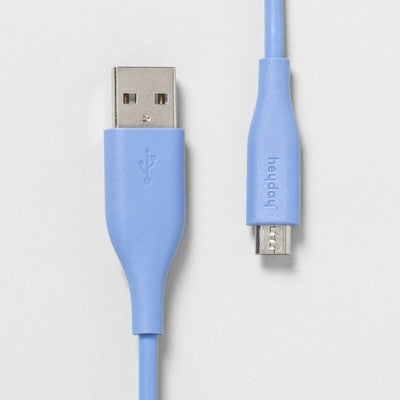 Heyday 3' Micro-USB to USB-A PVC Round Cable - Bicycle Blue