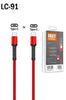 LDNIO LC91 TYPE-C to TYPE-C 3A / 3.3ft USB Cable for Quick Charge and Data Transfer (RED)