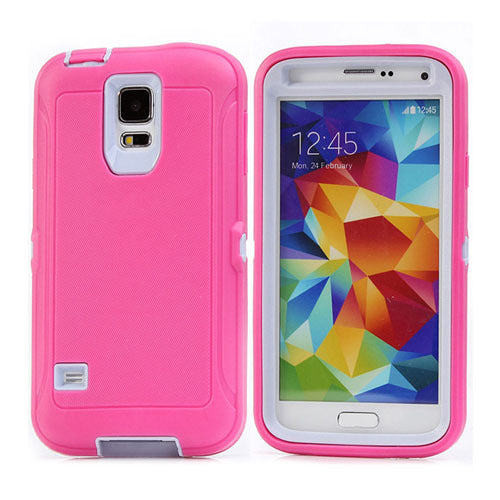Galaxy S5 Defender Shockproof Case Cover- Pink White