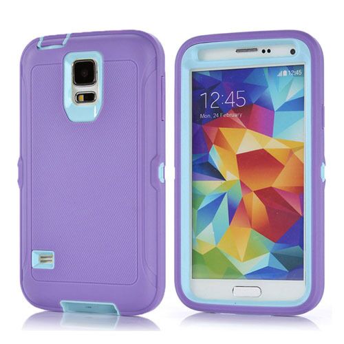Samsung Galaxy S5 Heavy Duty Defender Case Cover - Purple