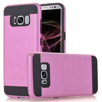 Galaxy S8 Hybrid Metal Brushed Shockproof Case Cover - PINK