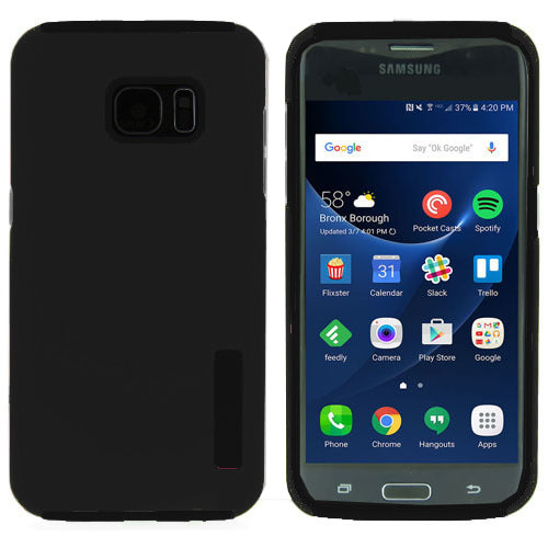 Galaxy S7 Edge Brushed hybrid Armor Protective Case Cover - Black