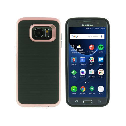 Galaxy S7 Brushed hybrid Armor Protective Case Cover - Rose Gold