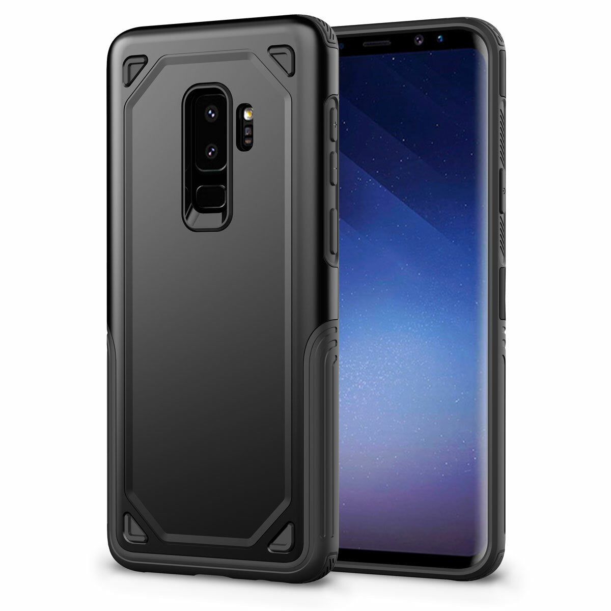Galaxy S9 Plus Armor Dual Layer Impact Shockproof Cover-BLACK