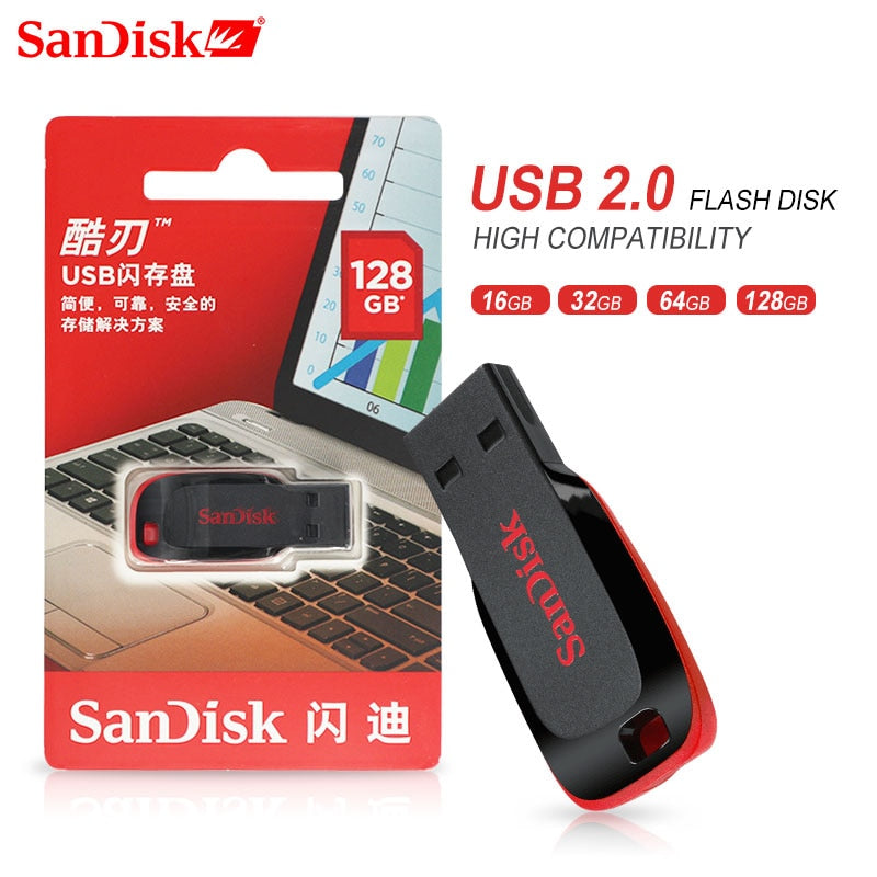 SANDISK Cruzer U Flash Drive 16GB USB 2.0 Black - 7899