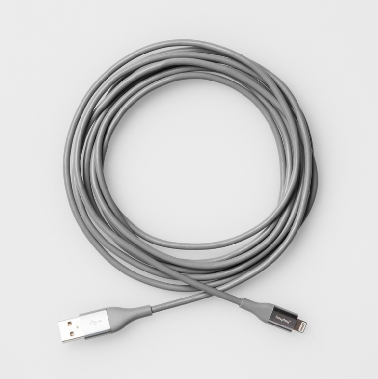 heyday Lightning to USB-A TPU Cable 10ft Gray/Silver