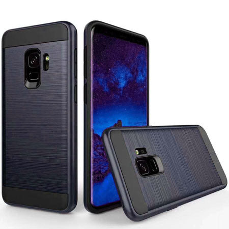 Galaxy S9 Plus Hybrid Metal Brushed Case- NAVY BLUE