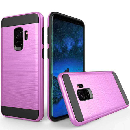 Galaxy S9 Plus Hybrid Metal Brushed Case- PINK