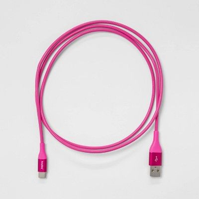 heyday™ 4' USB-C to USB-A Round Cable - Pizzazz Pink