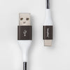 Heyday USB-C to USB-A Braided Cable 6ft - Black/White/Gunmetal