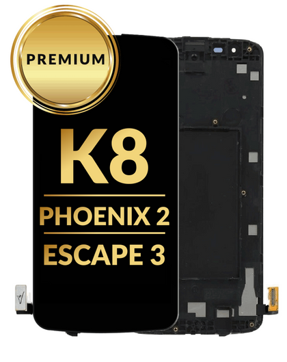 LG K8 (K350/2016)/Phoenix 2/Escape 3 LCD Assembly w/Frame (BLACK) (Premium/Refurbished)