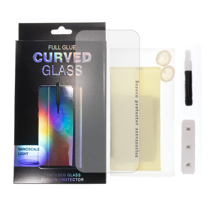 Galaxy S20 Plus/S20 Plus 5G Full Glue Tempered Glass w/Nano Liquid & Install Kit & UV Light (Case Friendly/3D Curve/1 Pcs)