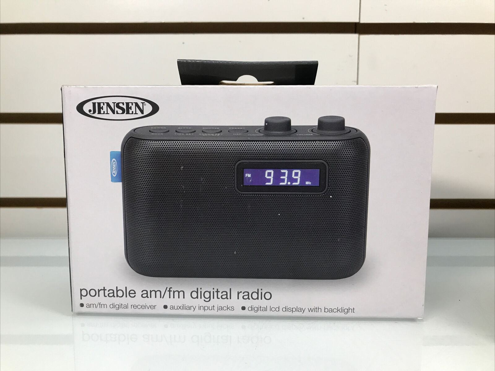 JENSEN SR-50 Portable AM/FM Digital Radio w/ Aux Input Jacks, LCD Display