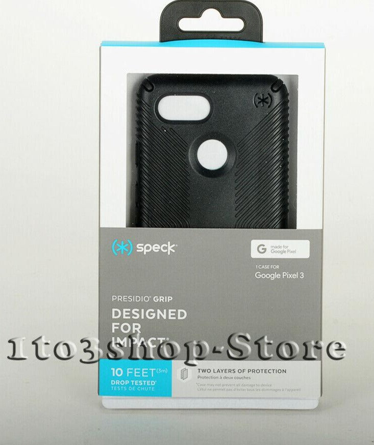 Speck Presidio Grip Google Pixel 3 Shockproof Hard Shell Case Snap Cover - Black