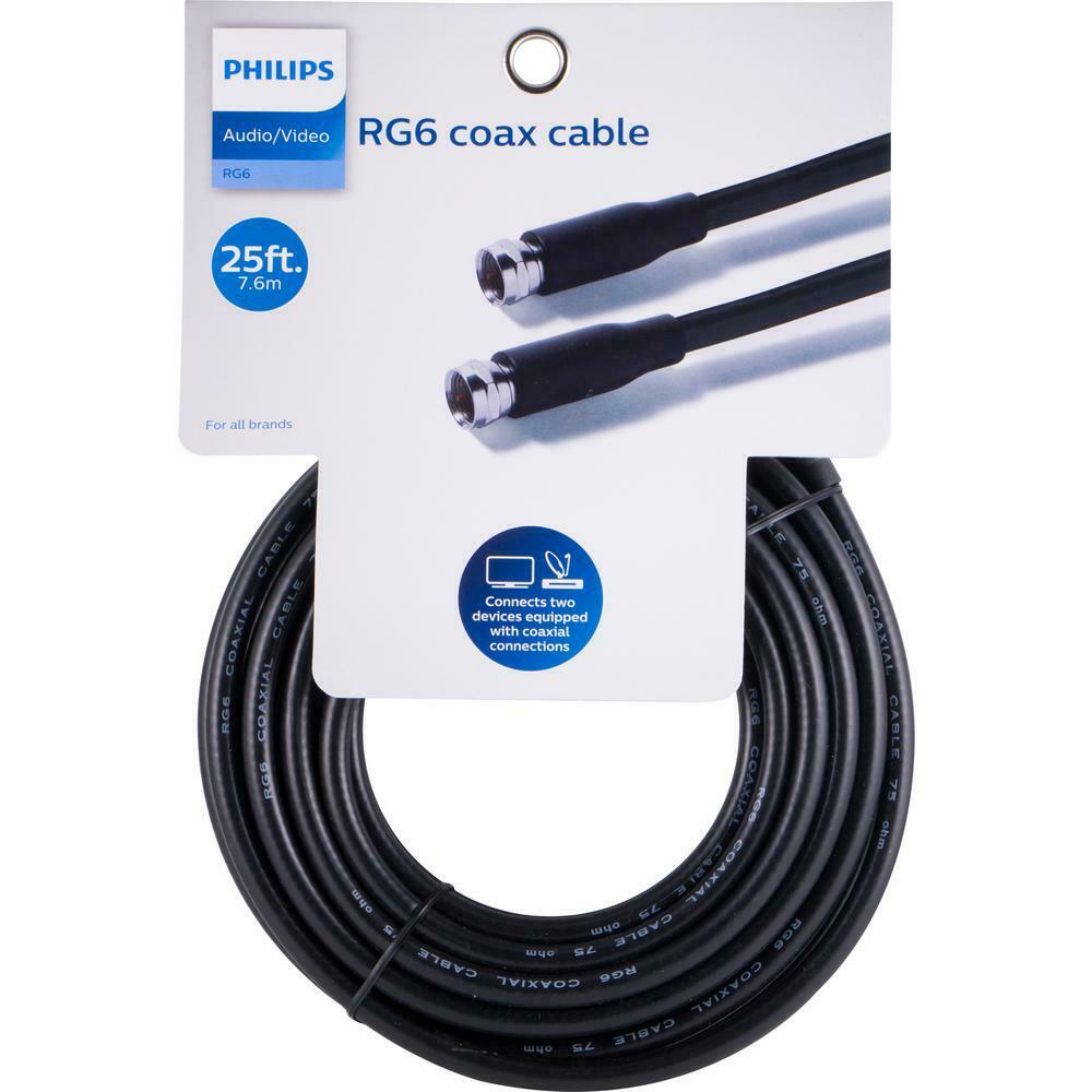 Philips 25 ft. RG6 Coax Cable Black
