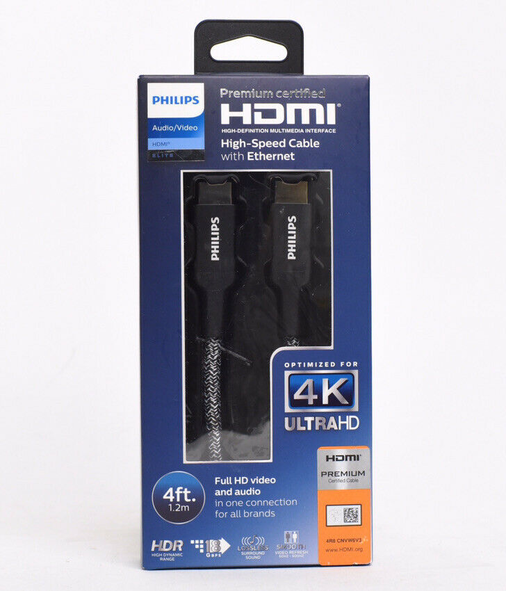 Philips 4ft Premium High Speed HDMI Cable with Ethernet