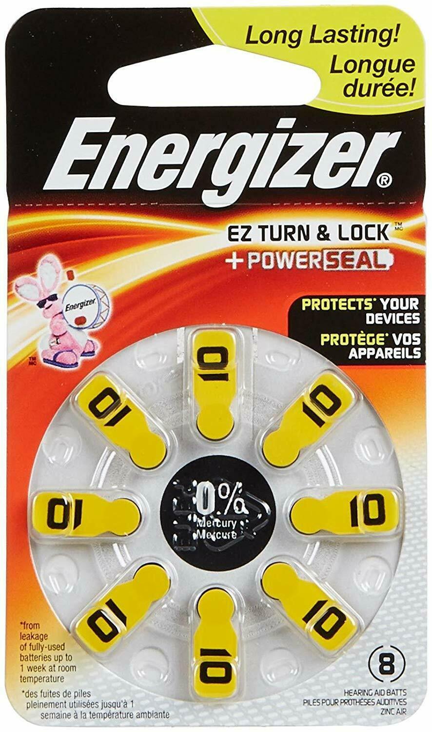 Energizer EZ Turn & Lock AZ10DP-8 Zinc Air Hearing Aid Batteries