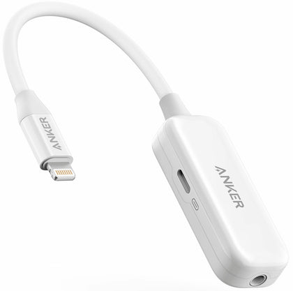 Anker - Lightning to 3.5mm Audio Adapter and Pass Through Charging - White