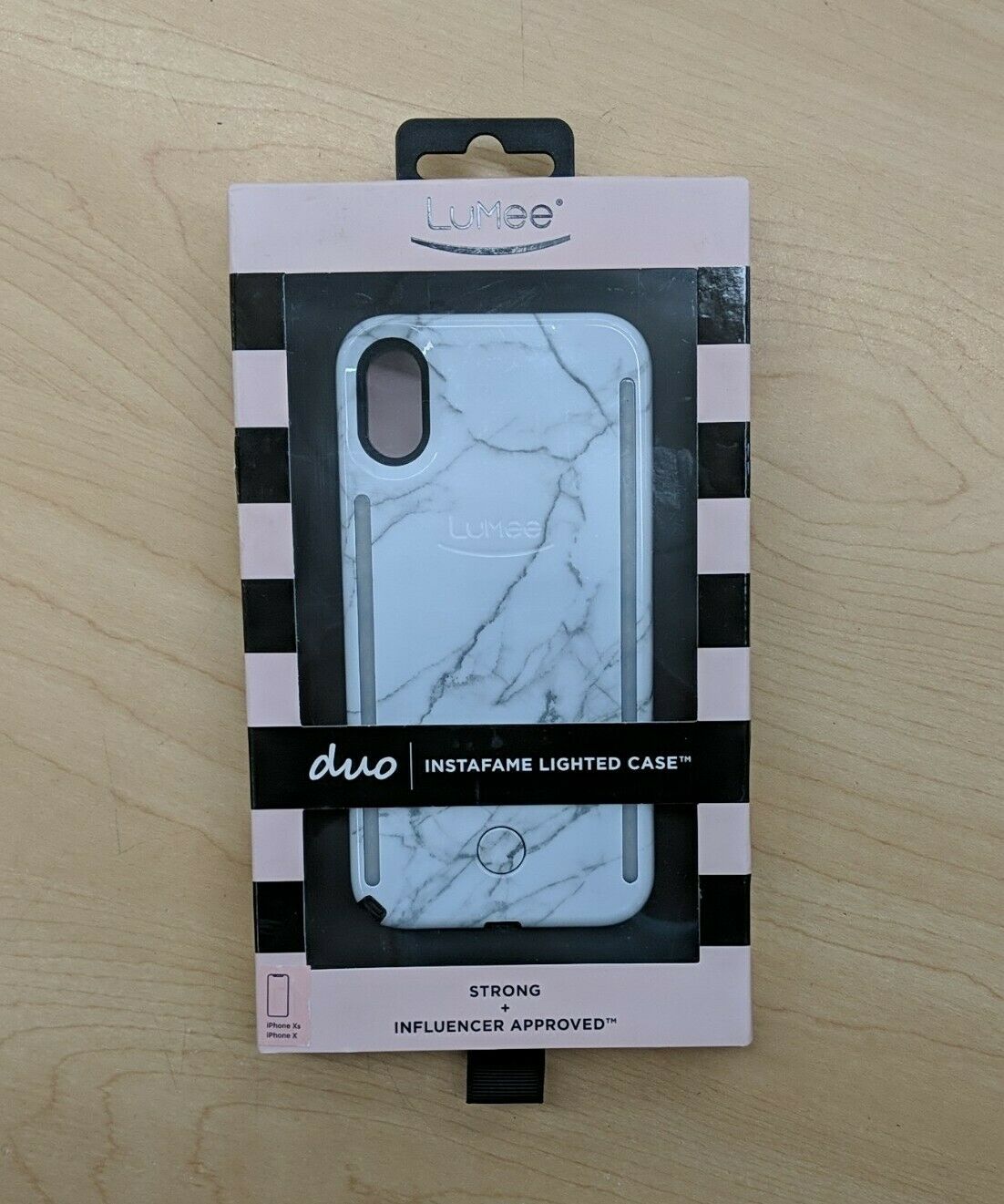 LuMee Duo Phone Case, White Marble | Front & Back LED Lighting, Variable Dimmer