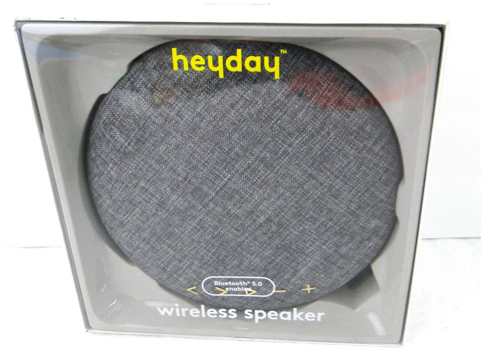 heyday Round Waterproof Portable Bluetooth Speaker - Black/Wood Grain