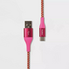 Heyday‚ 6' USB-C to USB-A Braided Cable - Metallic Pink/Coral
