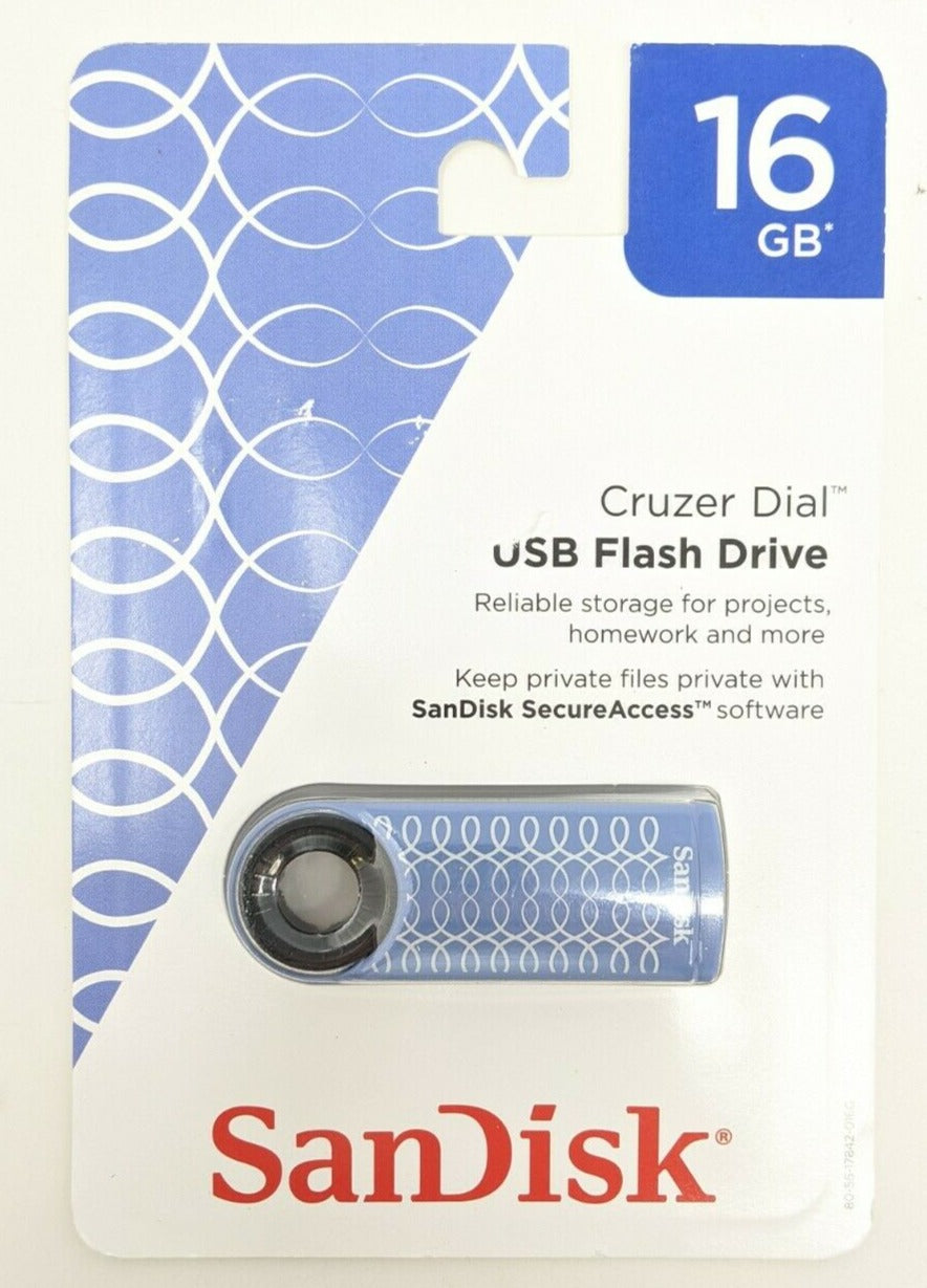 SanDisk Cruzer Dial USB Flash Drive 16GB - Patterned Blue NIB x2