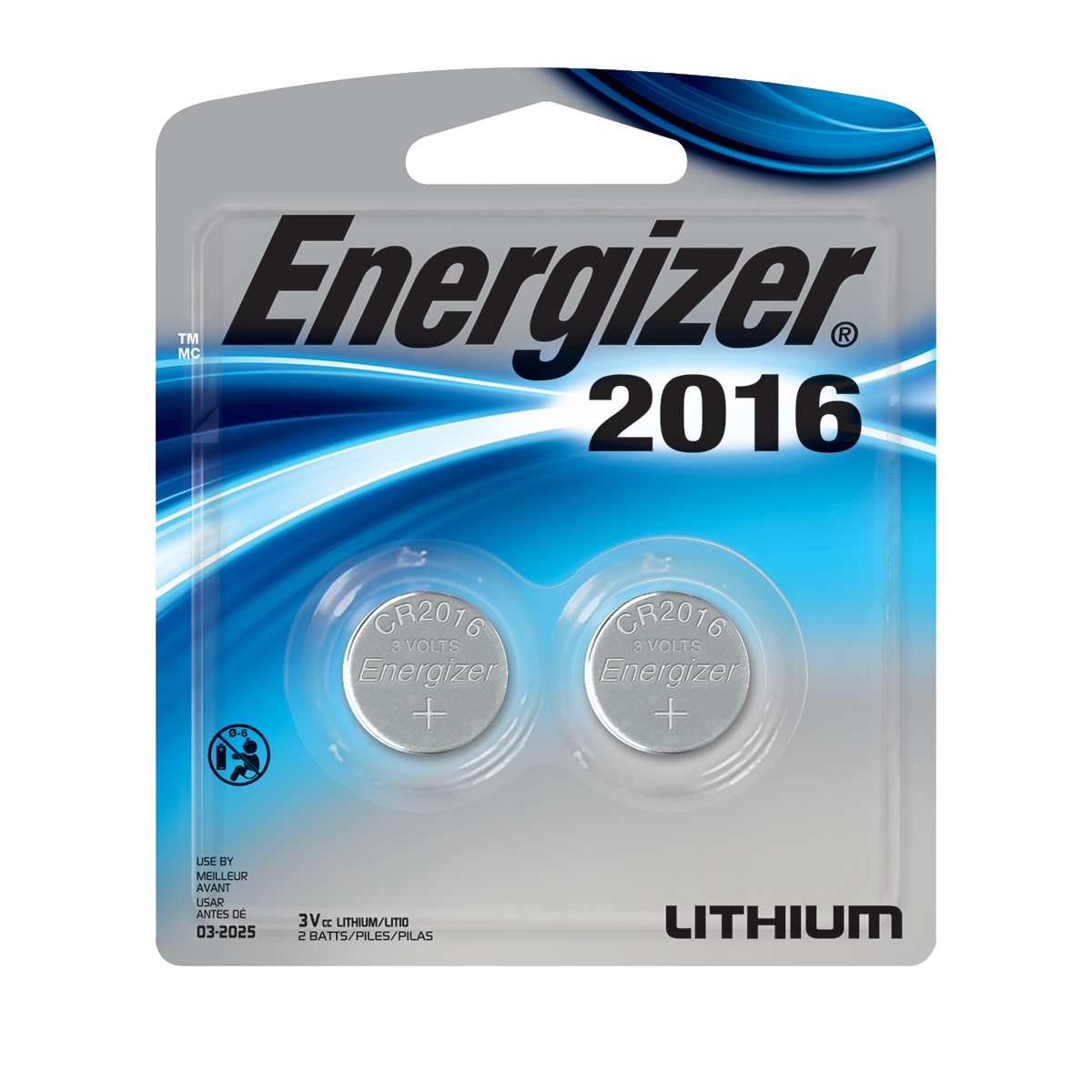 Energizer CR2016 BP-2 Lithium Coin Cell Battery 2 Pack New
