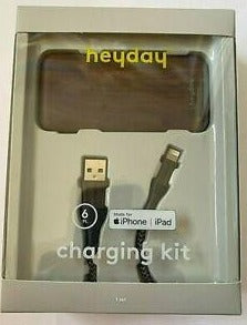 Heyday 4000mAh Power Bank & 6' Lightning to USB-A Braided Cable Gift Set - Woodgrain