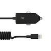 Just Wireless 1.0Amp Car Charger (with Apple Lightning Spiral Cable) - Black