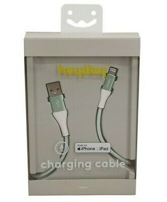 Heyday Lightning to USB-A Braided Cable 6ft - Teal/White 