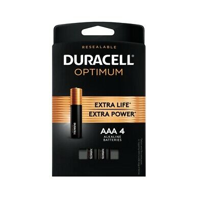 Duracell Optimum AAA Batteries - 4 Pack Alkaline Battery with Resealable Tray 