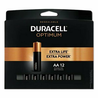 Duracell Optimum AA Batteries - 12 Pack Alkaline Battery with Resealable Tray 