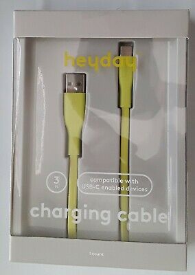 Heyday 3' USB-C to USB-A Flat Cable - Lime Green 