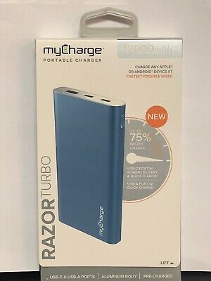 myCharge Razor Xtra Turbo 12,000mAh Portable Charger - Blue