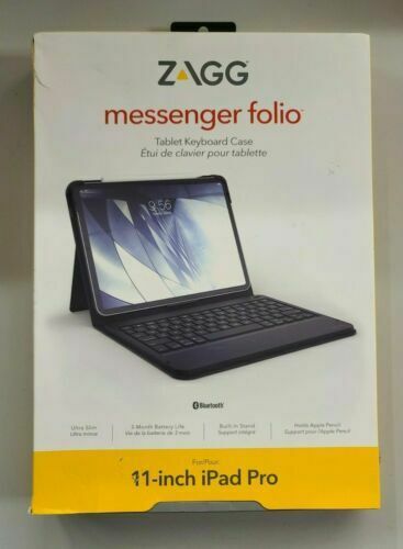 ZAGG Messenger Folio Case with Bluetooth Tablet Keyboard for iPad Pro 11