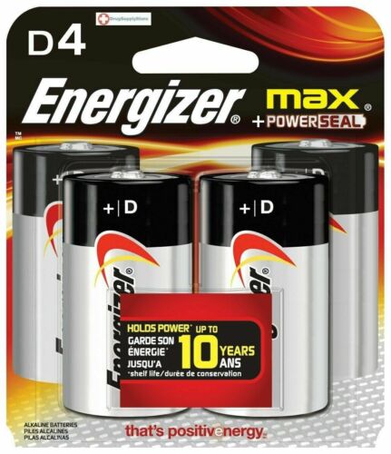 Energizer Max D Batteries, Premium Alkaline D Cell Batteries 4 Battery Count