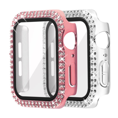 2x Diamond Bling Case with Glass Protector For Apple Watch 40mm Series SE 6 5 4