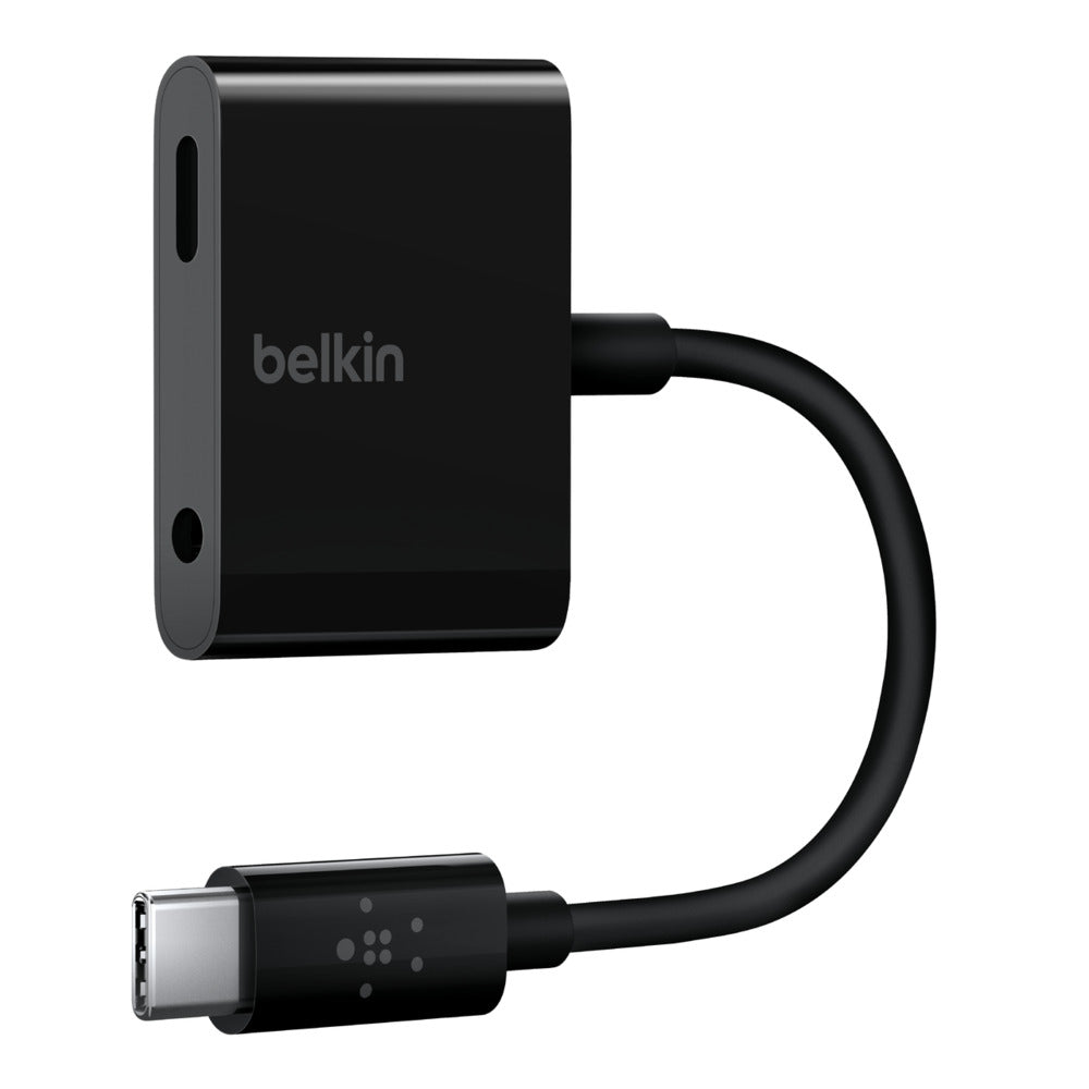 Belkin RockStar 3.5mm Audio Aux & USB-C Charge Adapter - Black