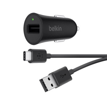 Belkin BOOST↑UP Quick Charge 3.0 18W Car Charger with 4' USB-A to USB-C Cable - Black